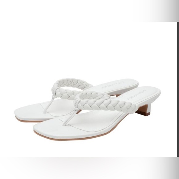 Lisa Vicky Beauty-V White Braided Kitten Heel‎ Sandals – Size 8M - Picture 3 of 11